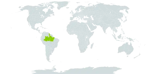 Abarema mataybifolia world distribution map, present in Brazil and Guyana