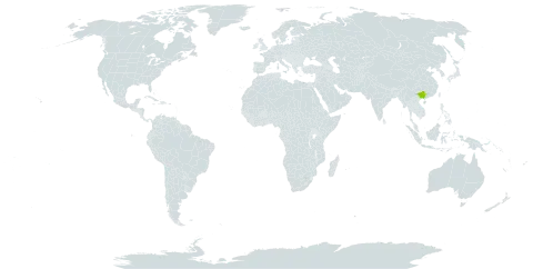 Adiantum dentatum world distribution map, present in China