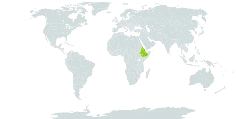 Aloe adigratana world distribution map, present in Eritrea and Ethiopia