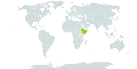 Aloe retrospiciens world distribution map, present in Ethiopia and Somalia