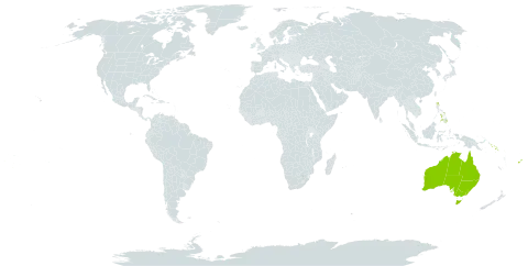 Atractocarpus world distribution map, present in Australia, Fiji, Norfolk Island, Philippines, Solomon Islands, and Tonga