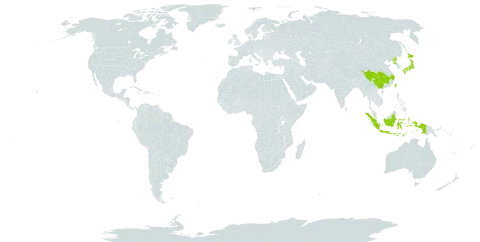 Berberis fortunei world distribution map, present in China, Indonesia, Japan, Korea (Democratic People's Republic of), Trinidad and Tobago, and Taiwan, Province of China