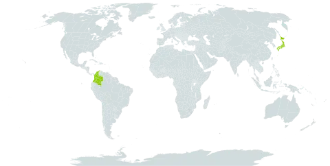 Carex alascana world distribution map, present in Colombia, Micronesia (Federated States of), and Japan