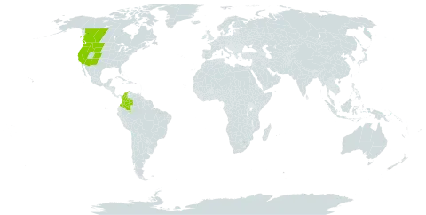 Carex leptopoda world distribution map, present in Canada, Colombia, and United States of America