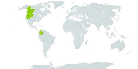 Carex paysonis world distribution map, present in Canada, Colombia, and United States of America