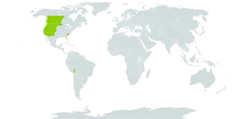 Chenopodium atrovirens world distribution map, present in Bolivia (Plurinational State of), Canada, and United States of America