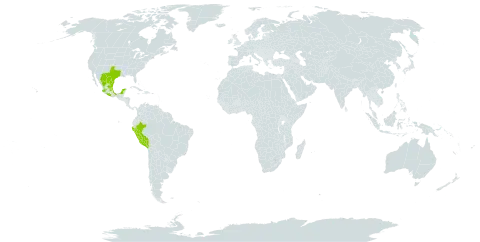 Cochlospermum wrightii world distribution map, present in Mexico, Peru, and United States of America