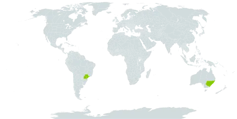 Corymbia eximia world distribution map, present in Australia and Brazil