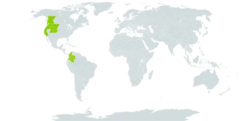 Cypripedium fasciculatum world distribution map, present in Canada, Colombia, and United States of America