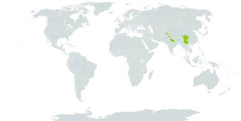 Eriocapitella rupicola world distribution map, present in Bhutan, China, India, Nepal, and Pakistan