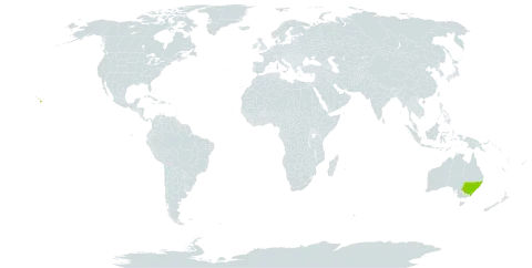 Flindersia world distribution map, present in Australia and United States of America