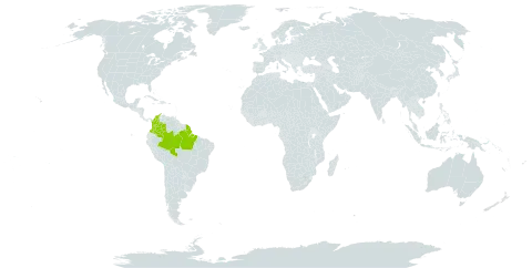 Mimosa schrankioides var. sagotiana world distribution map, present in Brazil, Colombia, and French Guiana