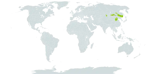 Oxytropis coerulea world distribution map, present in China, Mongolia, and Russian Federation