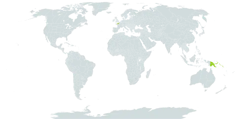 Salacia forsteniana world distribution map, present in France, Micronesia (Federated States of), Papua New Guinea, Solomon Islands, and United States of America