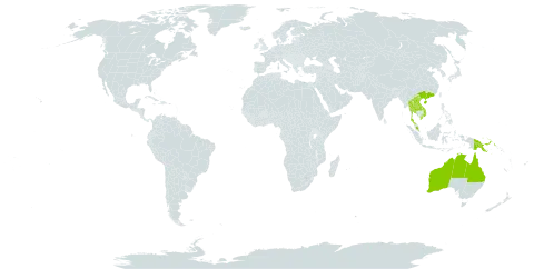 Utricularia limosa world distribution map, present in Australia, China, Iceland, Lao People's Democratic Republic, Malaysia, Papua New Guinea, Thailand, and Viet Nam